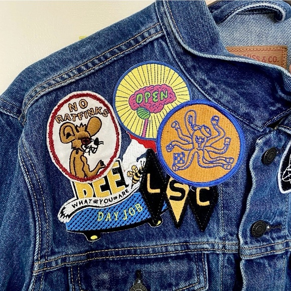 Levi's Limited Edition Men's Medium Blue Multi-Patched Trucker Denim Jacket